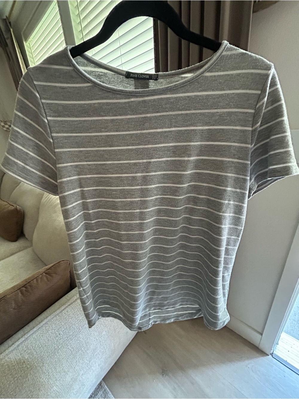 Gray and White Striped Women’s Top